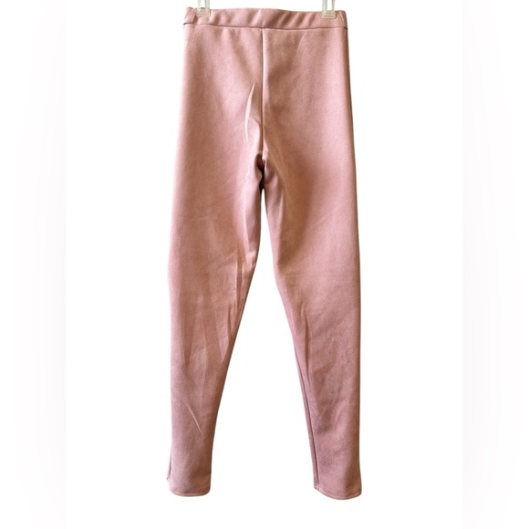 Stylish soft faux suede Pink Leggings - Picture 3 of 5